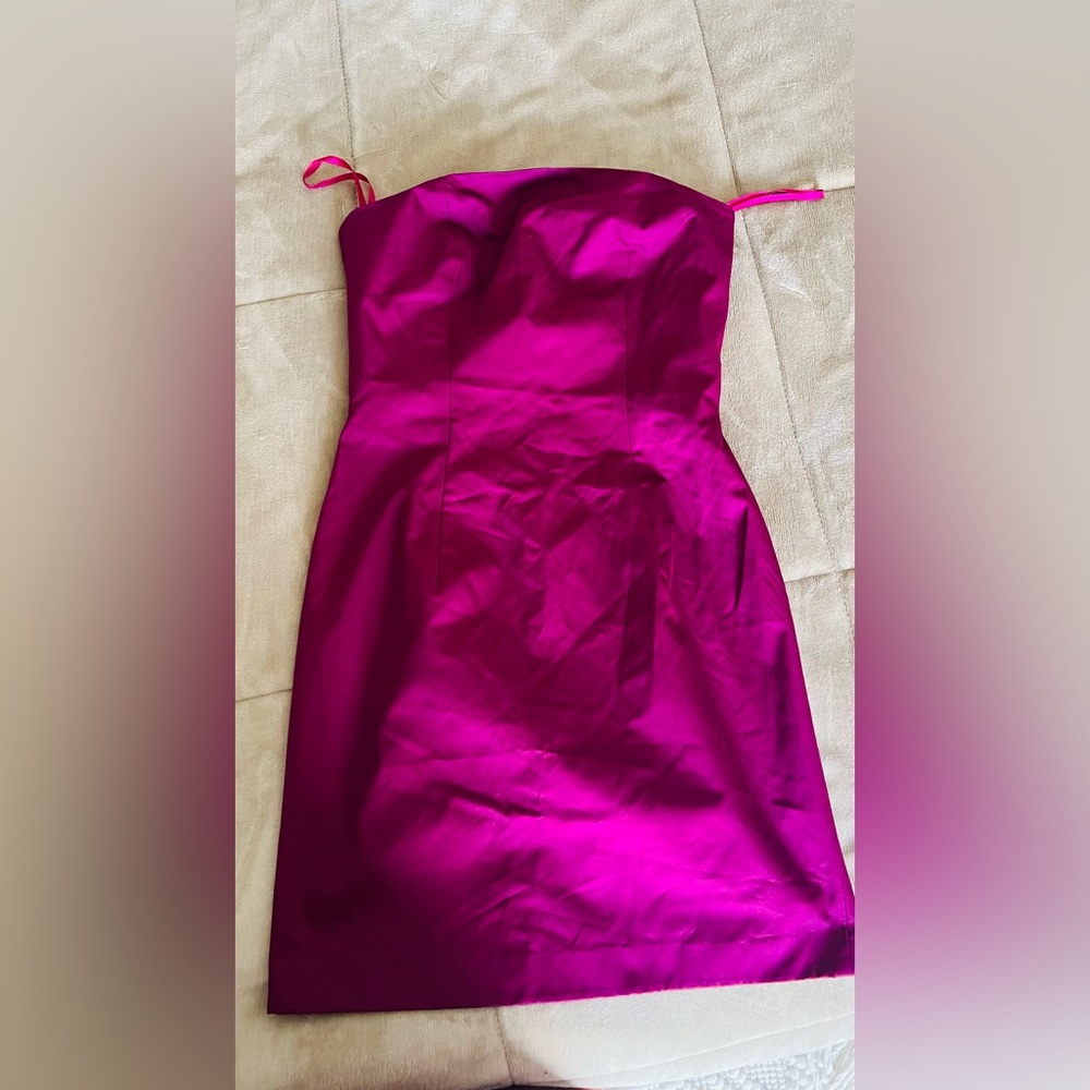 Express world brand fuchsia strapless dress